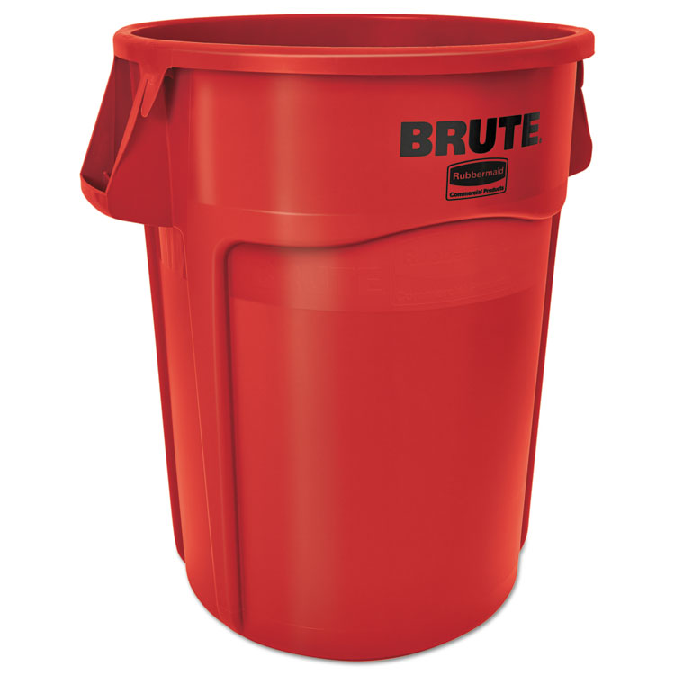 Picture of Brute Vented Trash Receptacle, Round, 44 Gal, Red