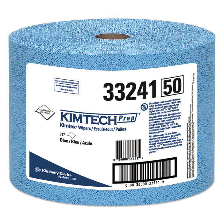 Picture of Kimtex Wipers, Jumbo Roll, 9 3/5 X 13 2/5, Blue, 717/roll