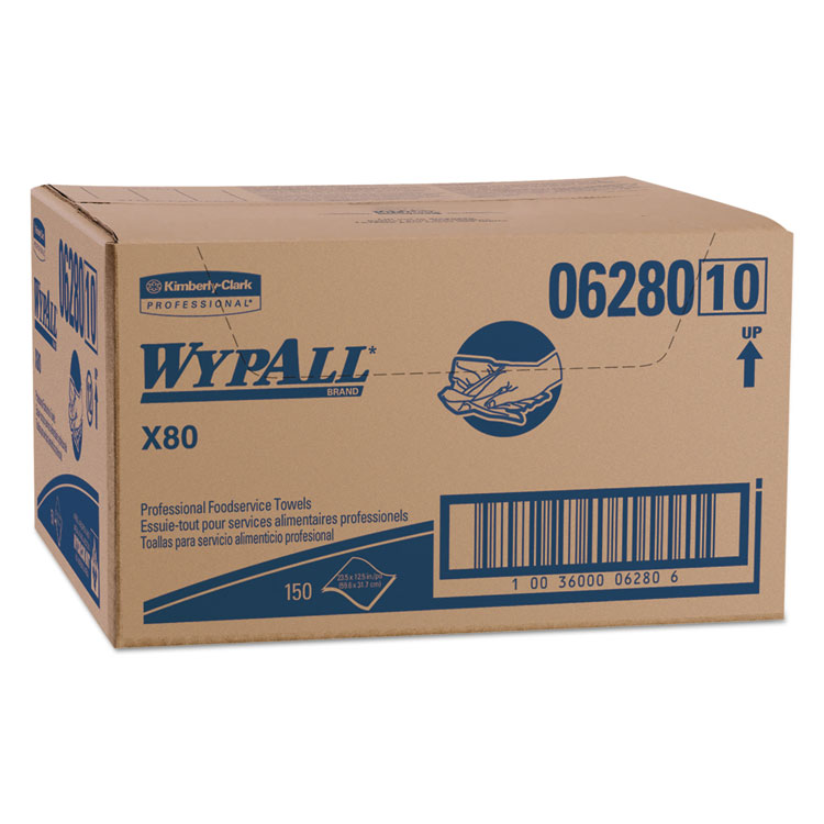Picture of WypAll Foodservice Towel, X80, Antimicrobial Hydroknit, Kimfresh , 12 1/2 x 23 1/2, 150/Ct