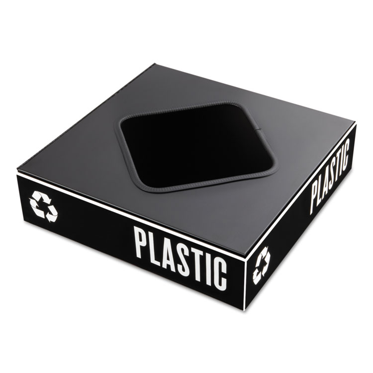 Picture of Public Square Recycling Container Lid, Square Opening, 15.25 x 15.25 x 2, Black