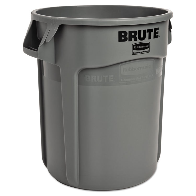 Picture of Rubbermaid Round Brute Container, Plastic, 10 gal, Gray (RCP2610GRA)