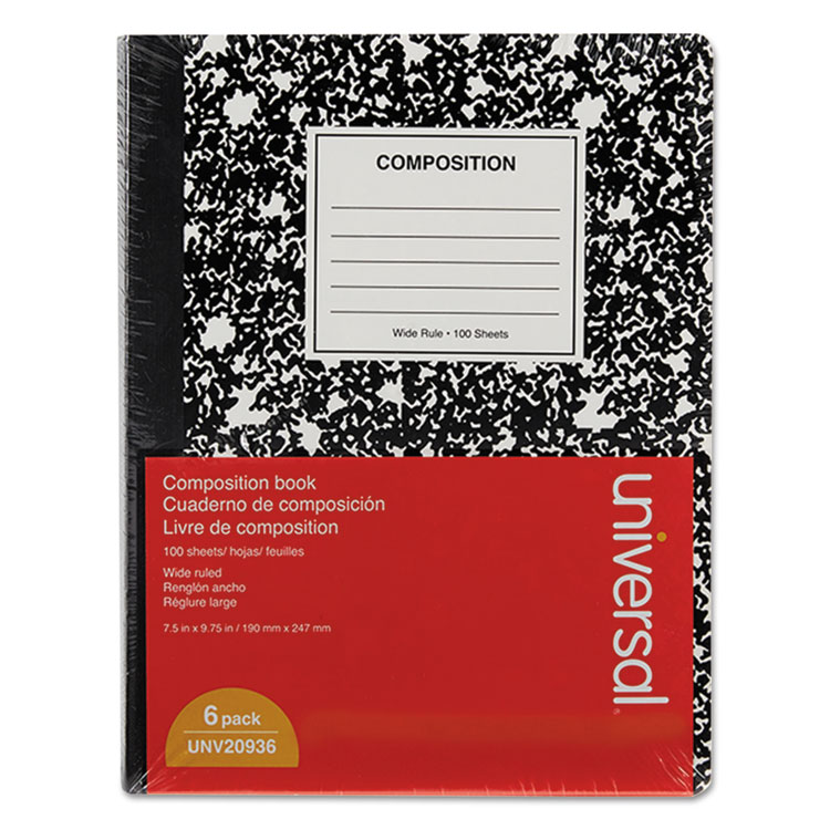 Picture of Composition Book, College Rule, 9 3/4 X 7 1/2, White, 100 Sheets, 6/pack