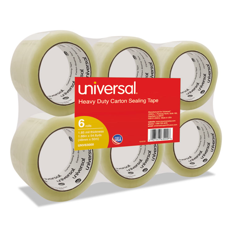 Picture of General-Purpose Box Sealing Tape, 48mm x 54.8m, 3" Core, Clear, 6/Pack