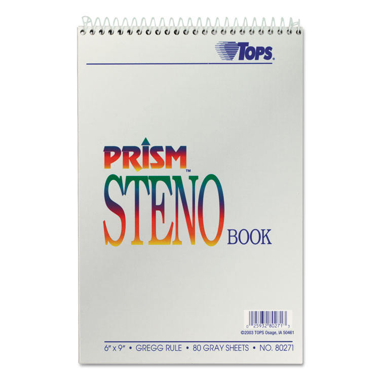 Picture of Prism Steno Books, Gregg, 6 x 9, Gray, 80 Sheets, 4 Pads/Pack