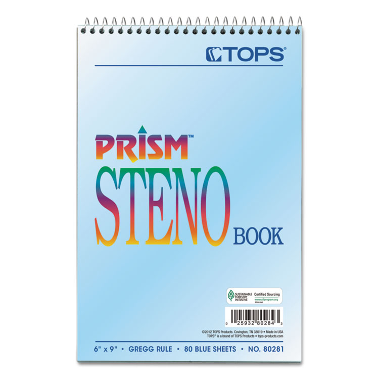 Picture of Prism Steno Books, Gregg, 6 x 9, Blue, 80 Sheets, 4 Pads/Pack
