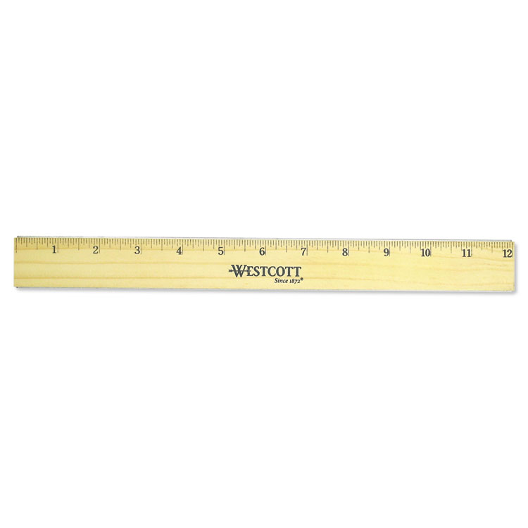 Picture of Flat Wood Ruler w/Two Double Brass Edges, 12", Clear Lacquer Finish
