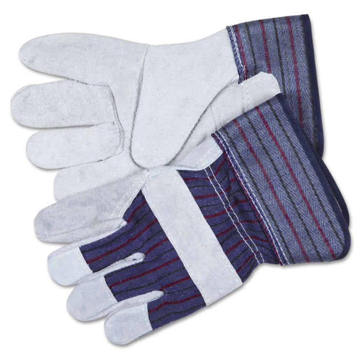 Picture of Split Leather Palm Gloves, Large, Gray, Pair