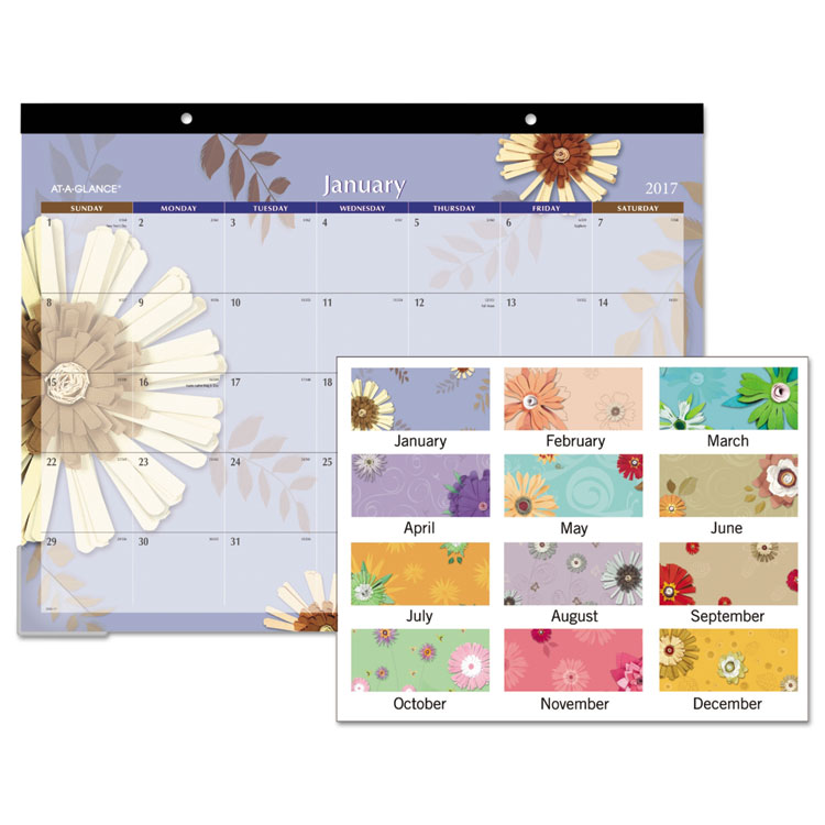 Picture of Paper Flowers Desk Pad, 22 x 17
