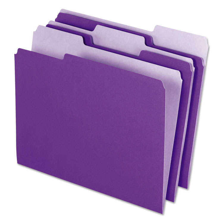 Picture of Interior File Folders, 1/3 Cut Top Tab, Letter, Violet, 100/Box