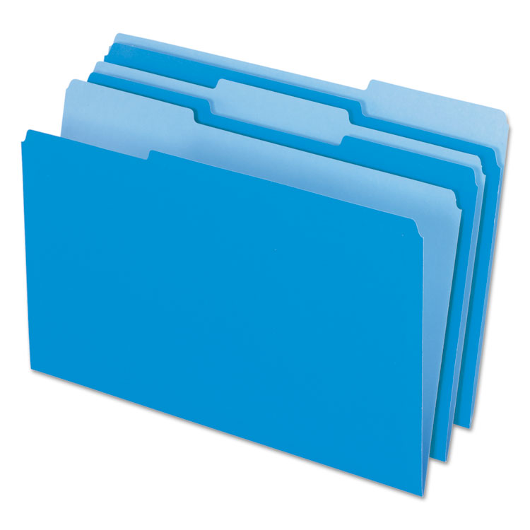 Picture of Interior File Folders, 1/3 Cut Top Tab, Legal, Blue, 100/Box