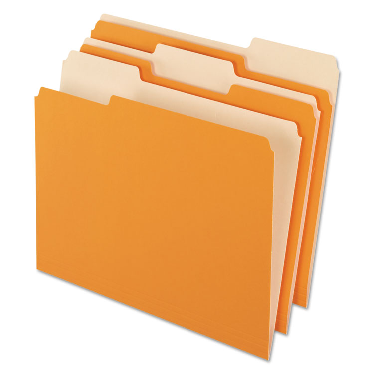 Picture of Interior File Folders, 1/3 Cut Top Tab, Letter, Orange, 100/Box