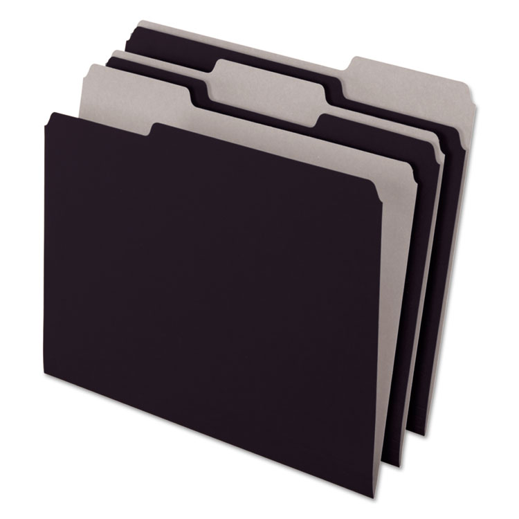 Picture of Interior File Folders, 1/3 Cut Top Tab, Letter, Black 100/Box
