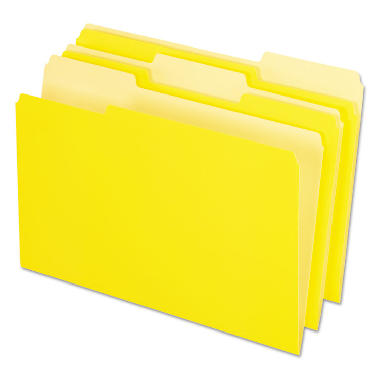 Picture of Interior File Folders, 1/3 Cut Top Tab, Legal, Yellow, 100/Box