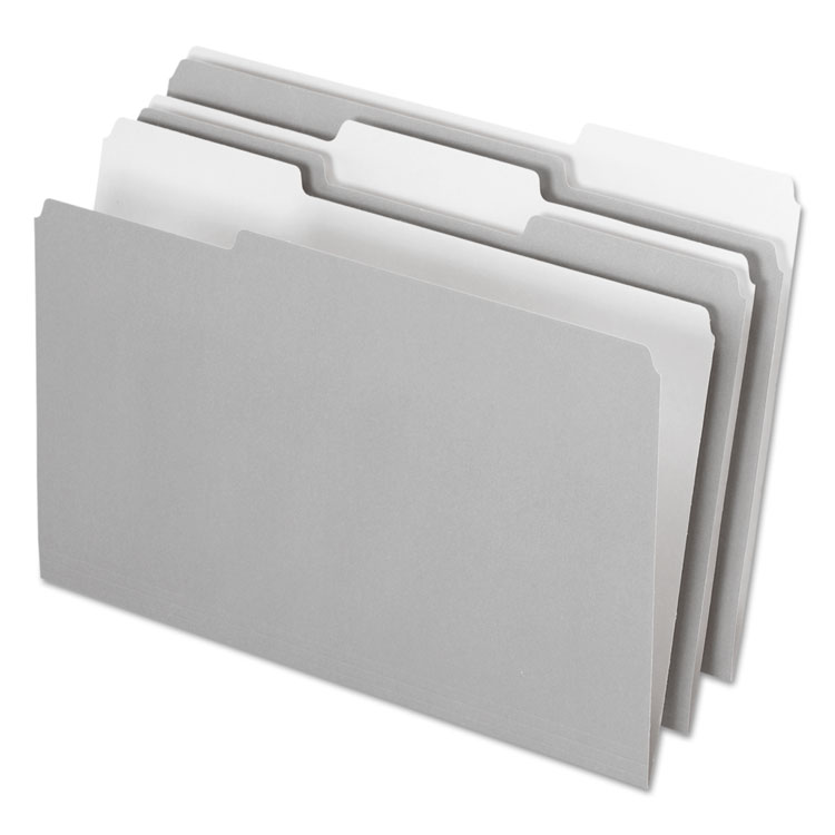 Picture of Interior File Folders, 1/3 Cut Top Tab, Legal, Gray, 100/Box