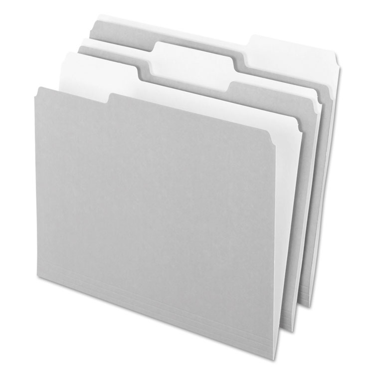 Picture of Interior File Folders, 1/3 Cut Top Tab, Letter, Gray, 100/Box