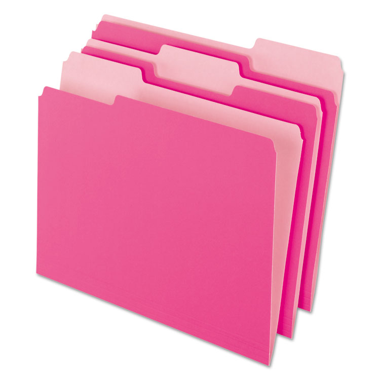 Picture of Interior File Folders, 1/3 Cut Top Tab, Letter, Pink, 100/Box