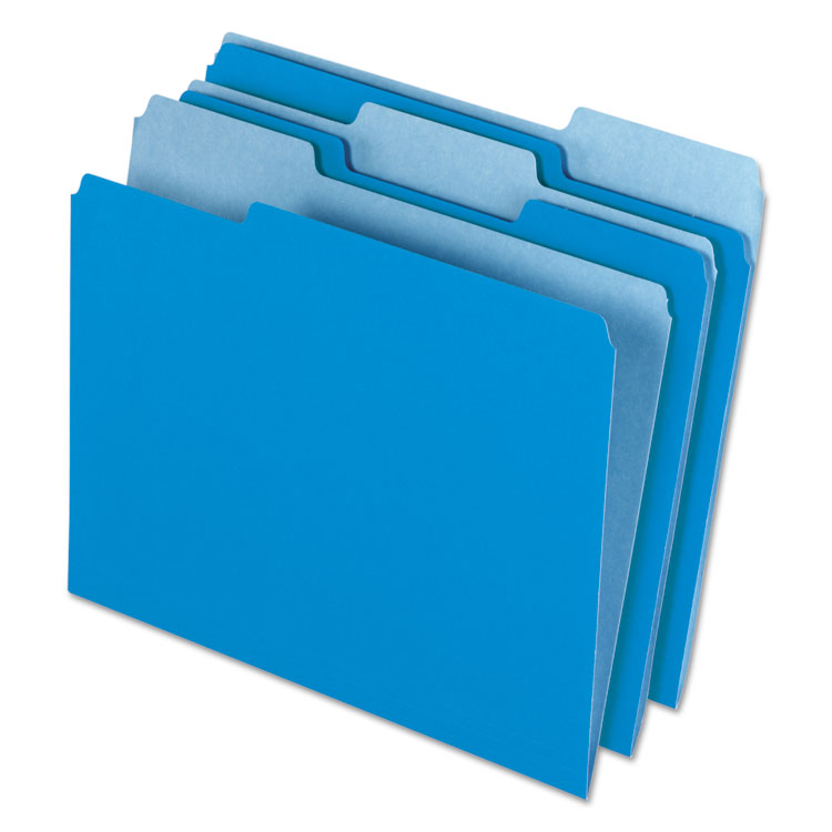 Picture of Interior File Folders, 1/3 Cut Top Tab, Letter, Blue 100/Box