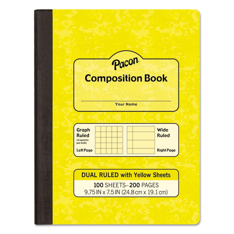 Picture of Composition Book, 7 1/2" X 9 1/4", Subject, 100 Sheets, Yellow