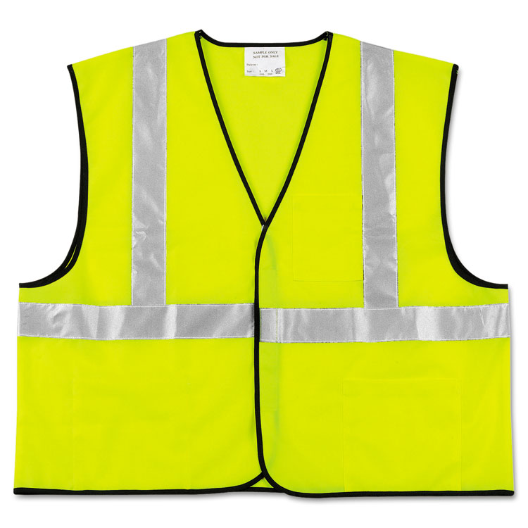 Picture of Class 2 Safety Vest, Fluorescent Lime w/Silver Stripe, Polyester, Large