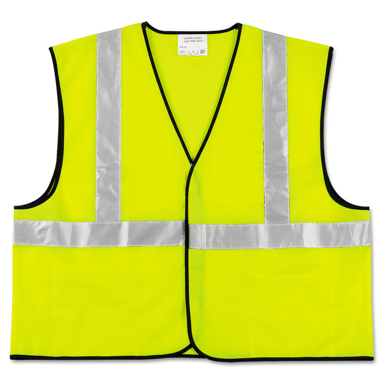 Picture of Class 2 Safety Vest, Fluorescent Lime w/Silver Stripe, Polyester, X-Large