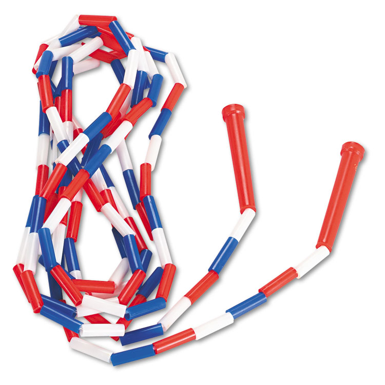 Picture of Segmented Plastic Jump Rope, 16ft, Red/Blue/White