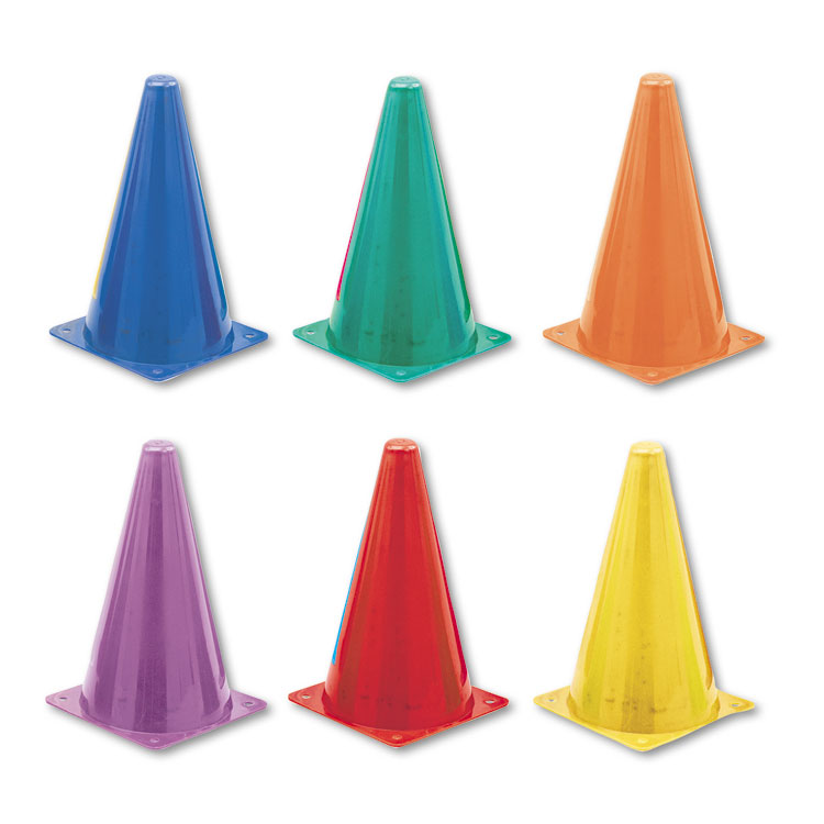 Picture of Indoor/Outdoor Flexible Cone Set, Vinyl, Assorted Colors, 6/Set