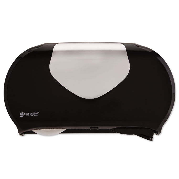 Picture of TWIN JUMBO Toilet Tissue DISPENSER,20 1/14X5 7/8X11 9/10, BLK/FAUX STAINLESS STEEL