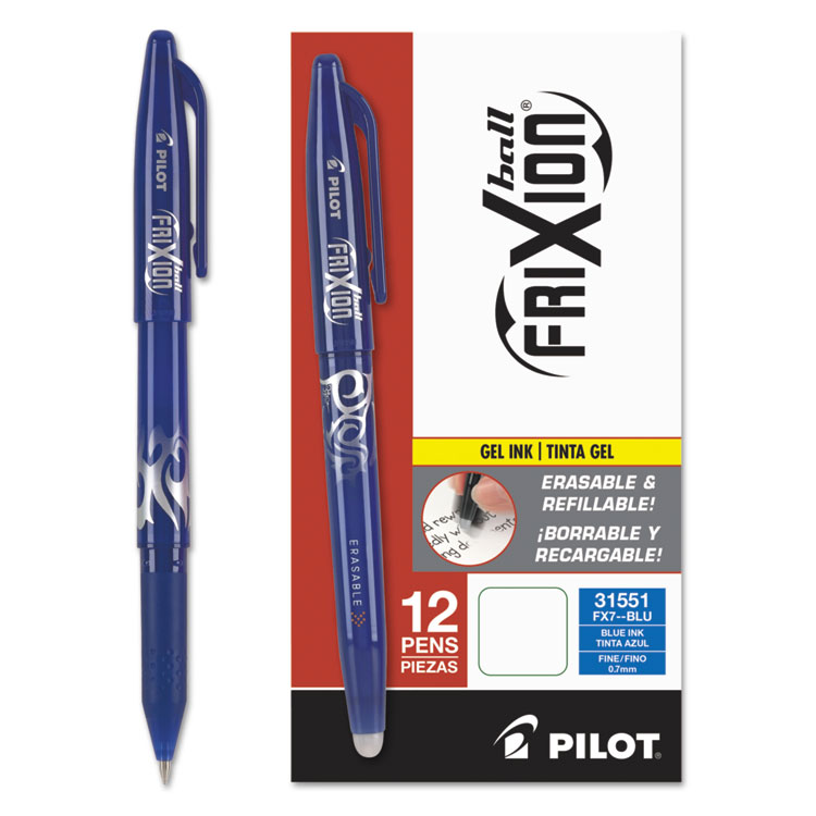 Picture of FriXion Ball Erasable Gel Ink Stick Pen, Blue Ink, .7mm, Dozen