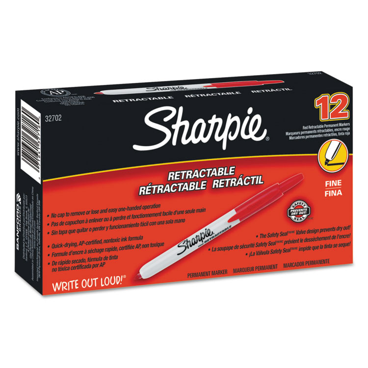 Picture of Retractable Permanent Marker, Fine Point, Red