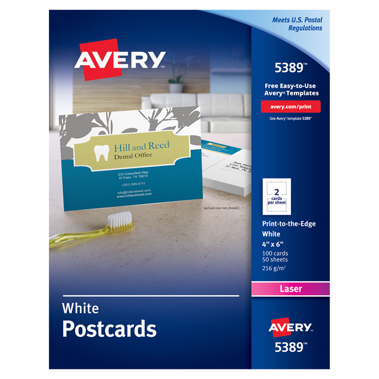 Picture of Postcards for Laser Printers, 4 x 6, Uncoated White, 2/Sheet, 100/Box