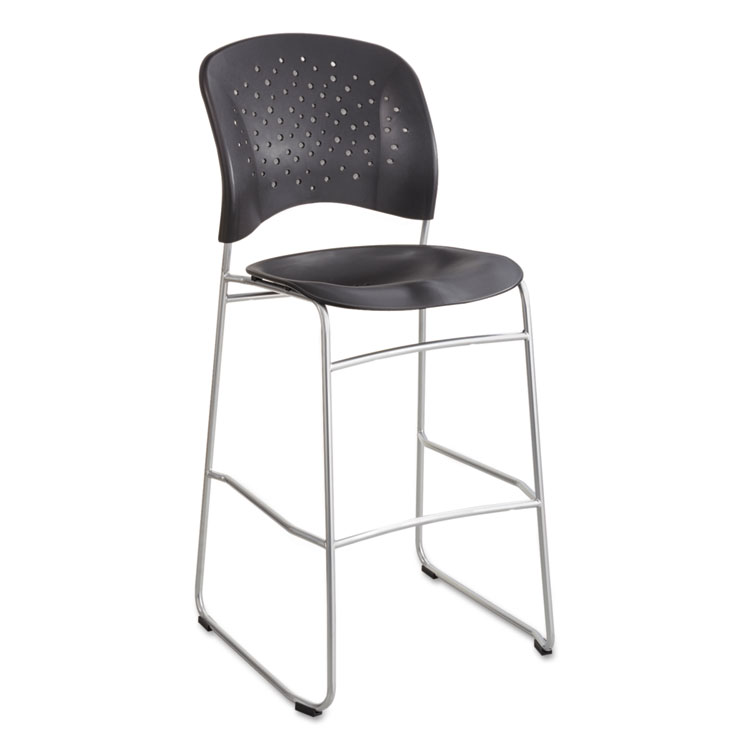 Rve Series Bistro Chair, Molded Plastic Back/Seat, Steel Frame, Black