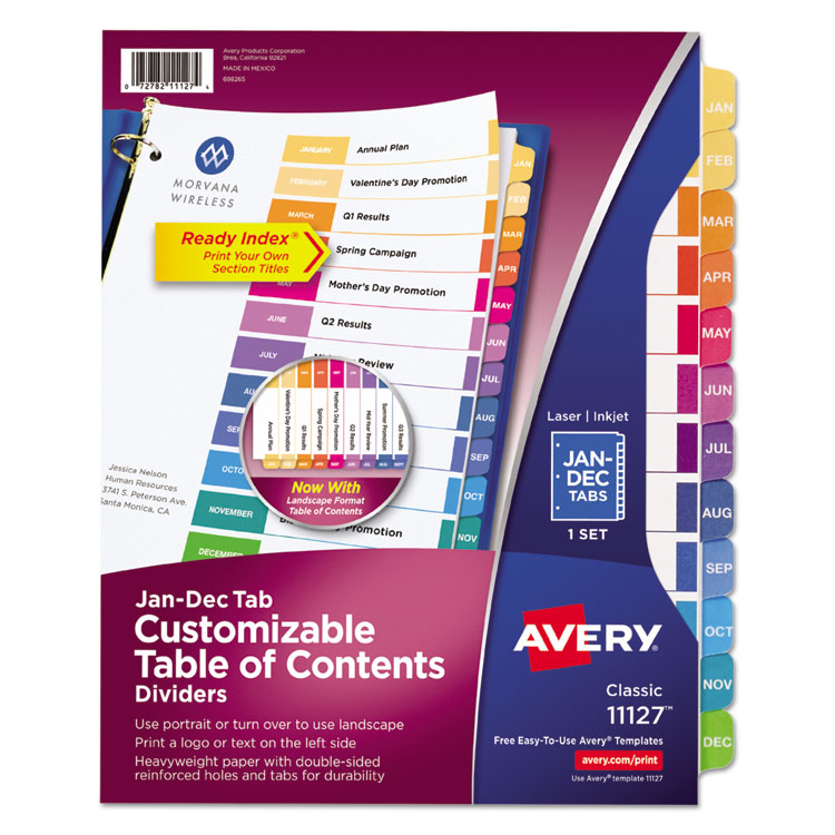 AVE11127 Avery® 11127 Customizable TOC Ready Index Multicolor