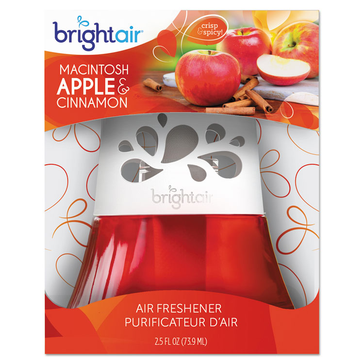 BRI900022CT, BRIGHT Air® 900022CT Scented Oil Air Freshener, Macintosh  Apple and Cinnamon, Red, 2.5 oz, 6/Carton