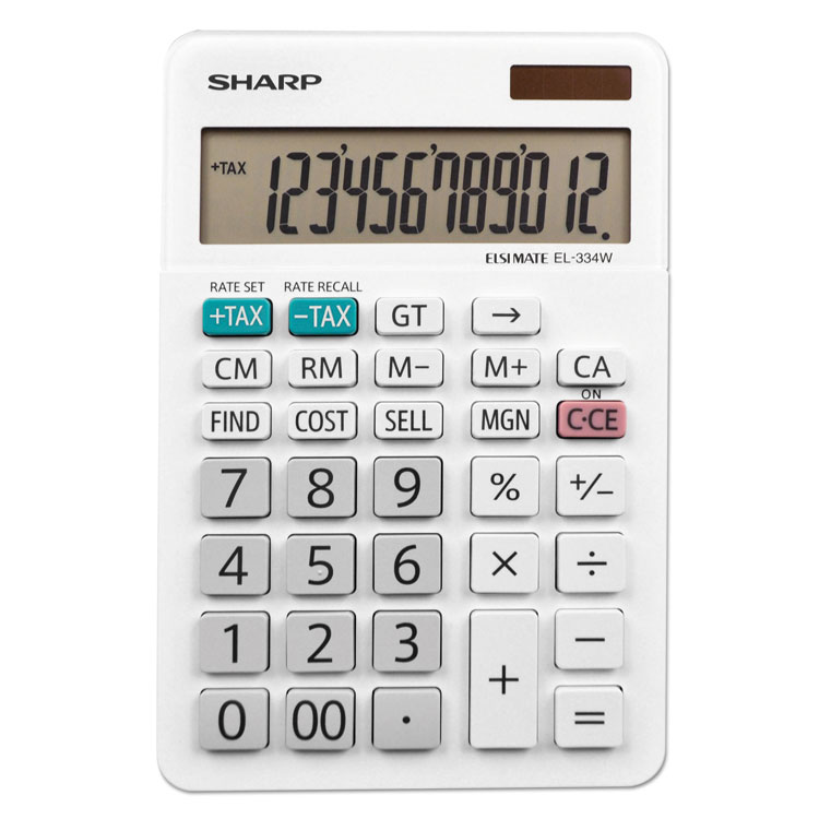 Picture of El-334w Large Desktop Calculator, 12-Digit Lcd