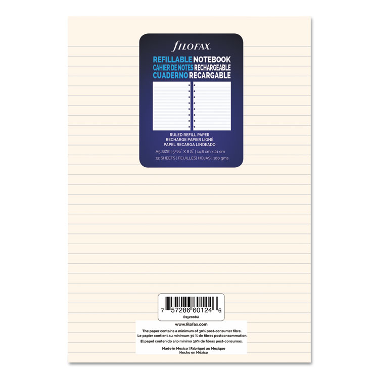 Picture of Notebook Refill, Ruled, 8 1/4 X 5 13/16, Cream, 32 Sheets/pack
