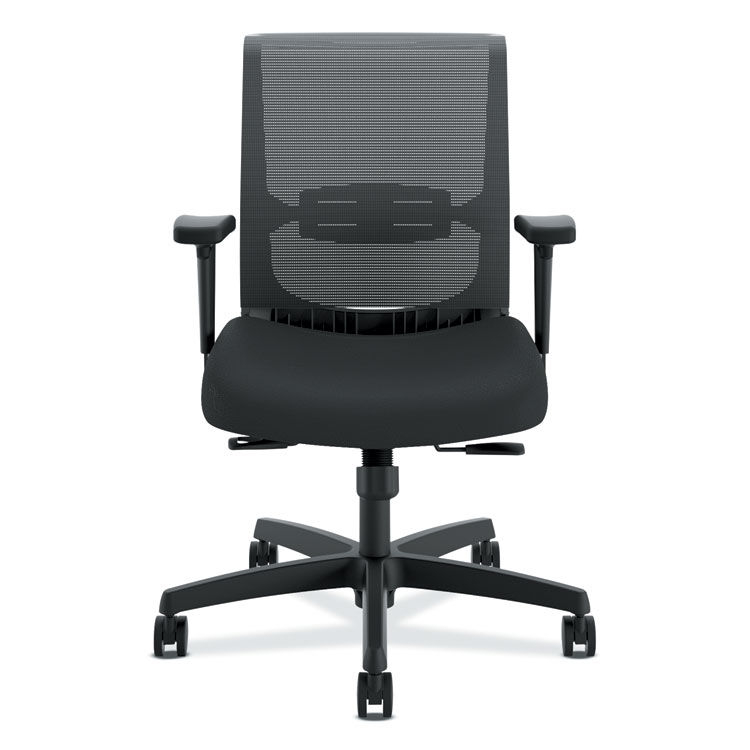 Picture of CONVERGENCE SYNCHO-TILT CHAIR, ADJUSTABLE ARMS, BLACK FABRIC/BLACK PLASTIC