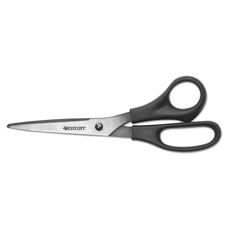 Picture of ALL PURPOSE STAINLESS STEEL SCISSORS, 8" STRAIGHT, 3 1/2" CUT, POINTED, BLACK