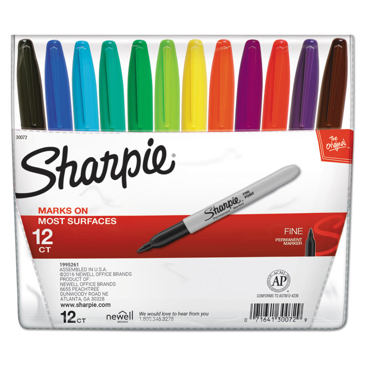 Sharpie 30078 Permanent Markers, Fine Point, Assorted, 8/Set