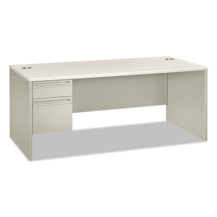 Picture of 38000 Series Single Pedestal Desk, 72" Wide, Left, Silver Mesh/light Gray