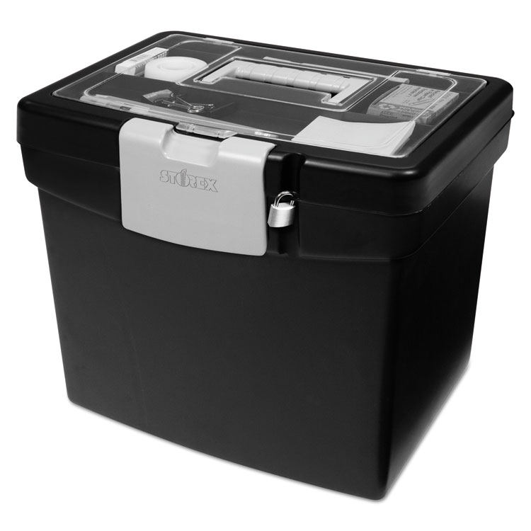 Picture of Portable File Box With Large Organizer Lid, 13 1/4 X 10 7/8 X 11, Black