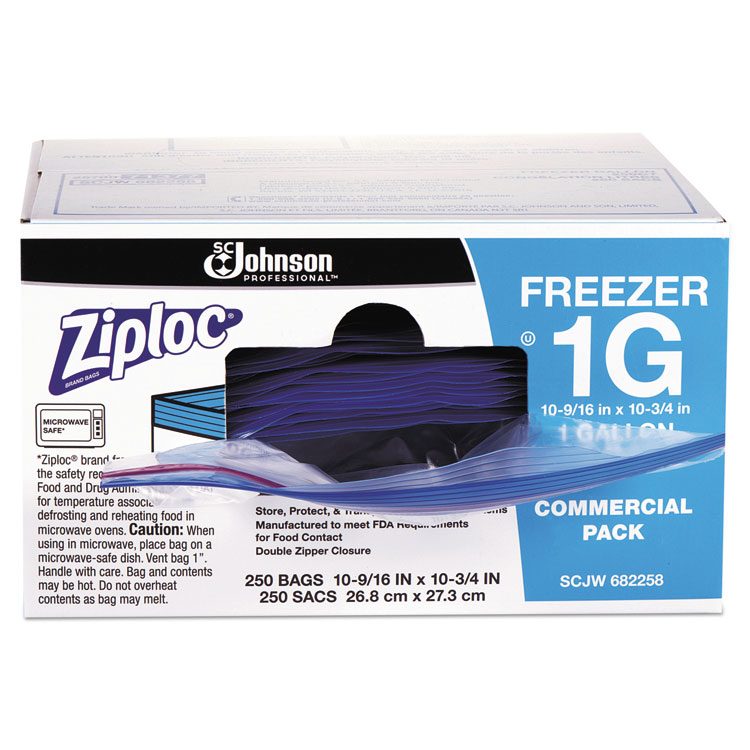 Picture of Double-Zipper Freezer Bags, 1gal, 2.7mil, Clear W/label Panel, 250/carton
