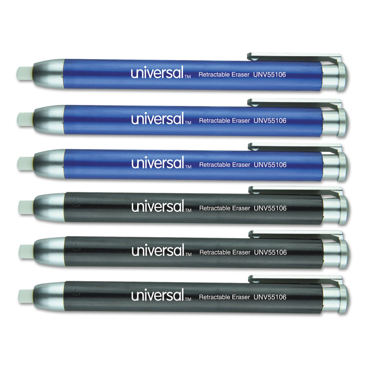 Picture of Pen-Style Retractable Eraser, Blue;black, 6/pack