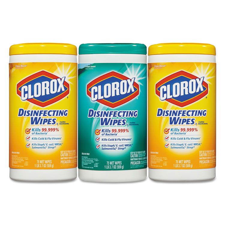 Picture of Disinfecting Wipes, 7 X 8, Fresh Scent/citrus Blend, 75/canister, 3/pk