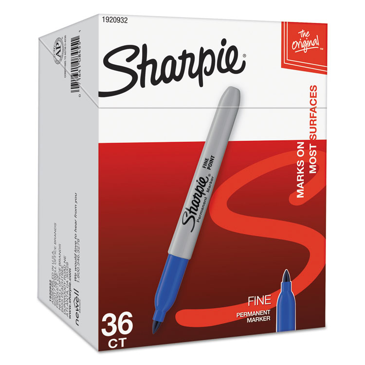 Sharpie 30003 Permanent Marker, Fine Point, Blue, Dozen