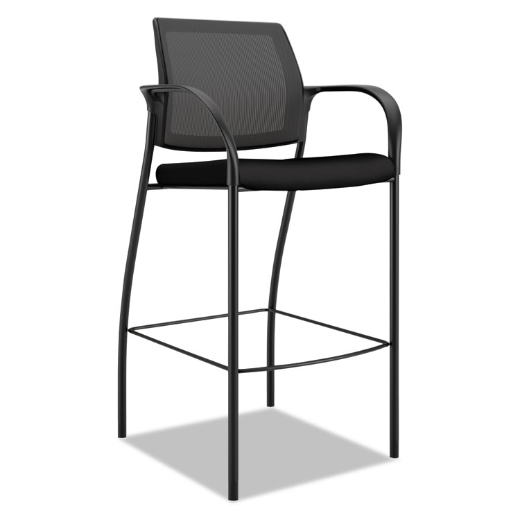 Picture of Ignition 2.0 Ilira-Stretch Mesh Back Cafe Height Stool, Black Fabric Upholstery