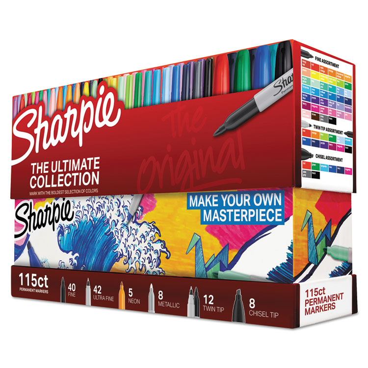 Sharpie 37675PP Permanent Markers, Ultra Fine Point, Assorted Colors, 5/Set  - 37675PP
