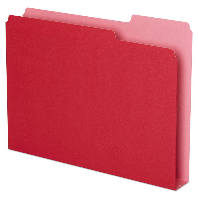 Picture of Double Stuff File Folders, 1/3 Cut, Letter, Red, 50/pack