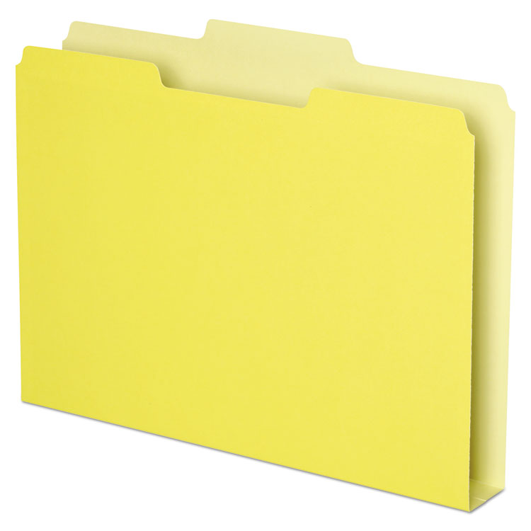 Picture of Double Stuff File Folders, 1/3 Cut, Letter, Yellow, 50/pack