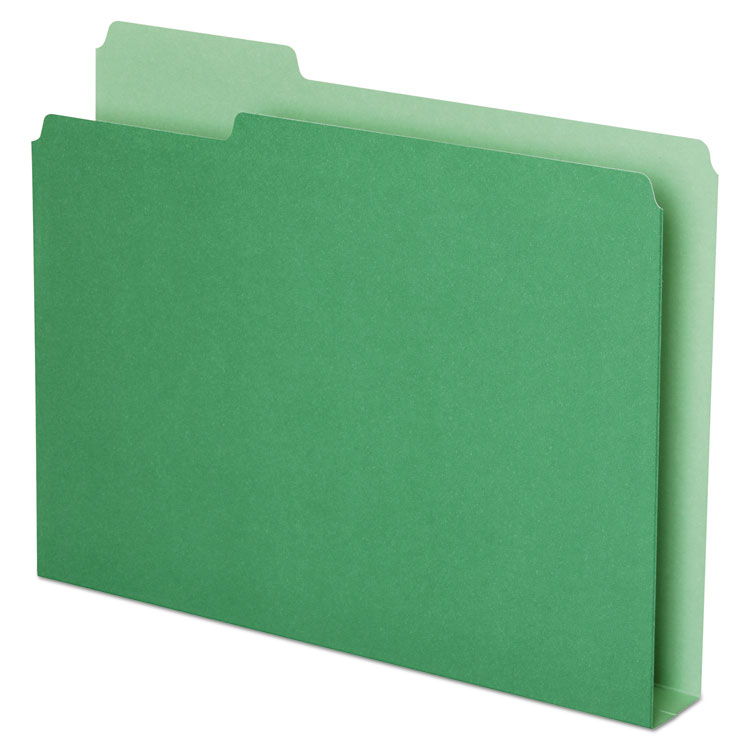 Picture of Double Stuff File Folders, 1/3 Cut, Letter, Green, 50/pack