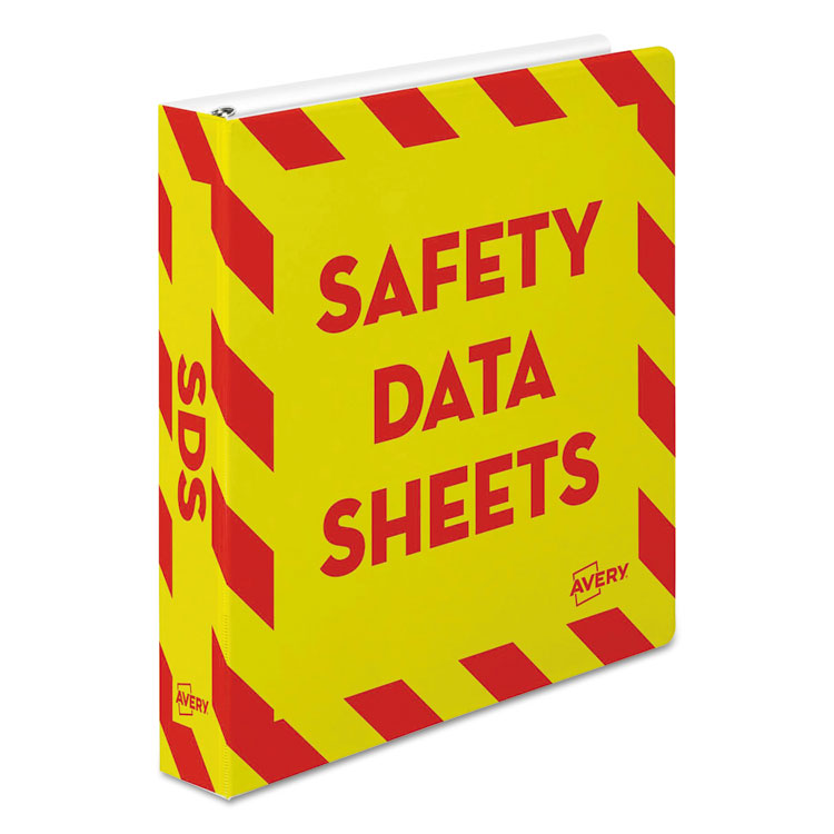 Picture of HEAVY-DUTY PREPRINTED SAFETY DATA SHEET BINDER, 1 1/2"CAP, YELLOW/RED
